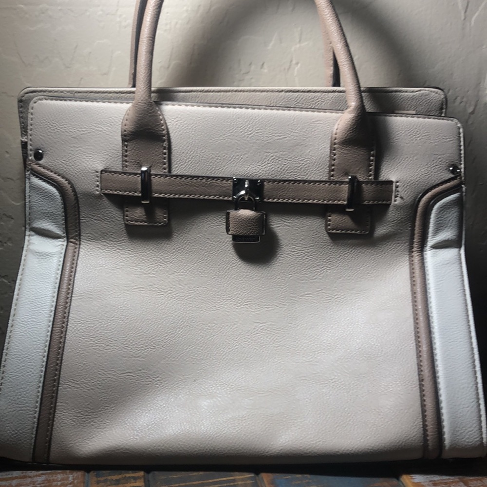 Nine West Beige and White Tote Bag